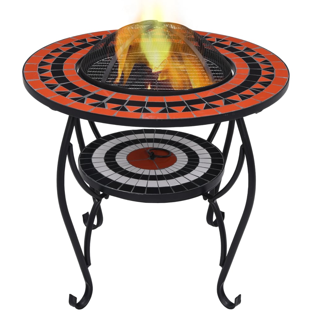 VIDAXL FIRE TABELLE MOSAIC 68 cm Keramik Terrakotta - geliert und weiß