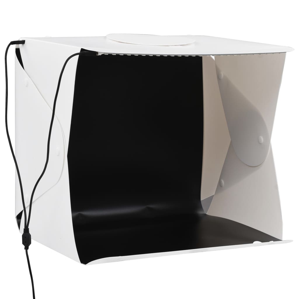 VidaXL Fotokabine mit LED-Beleuchtung, faltbar, 40 x 34 x 37 cm, Kunststoff, Weiß