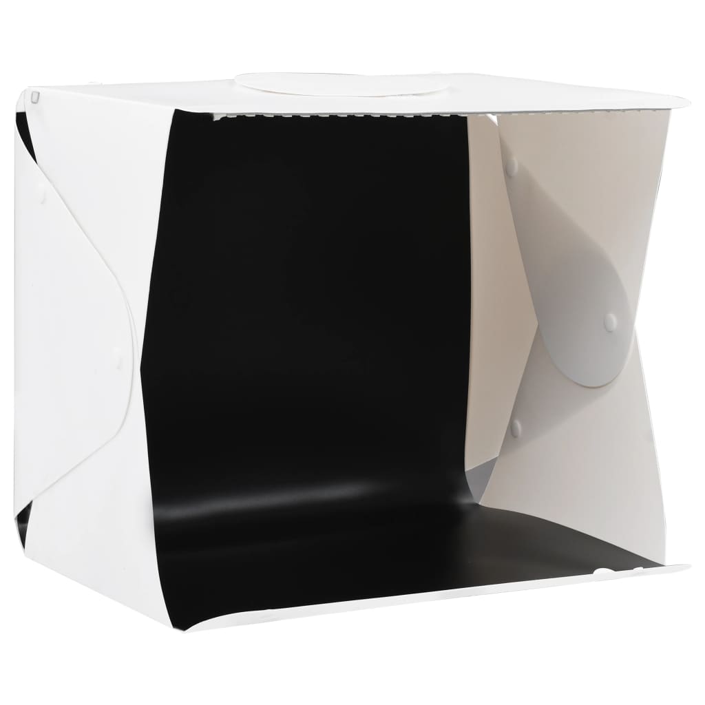VidaXL Fotokabine mit LED-Beleuchtung, faltbar, 40 x 34 x 37 cm, Kunststoff, Weiß