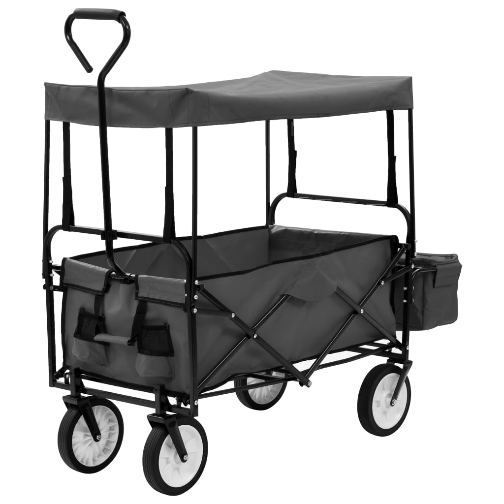 Vidaxl Handwagen mit Markisen und Markise - Stahlgrau