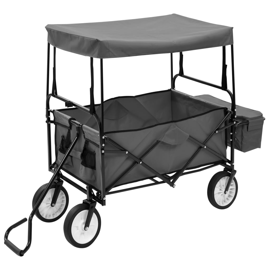 Vidaxl Handwagen mit Markisen und Markise - Stahlgrau