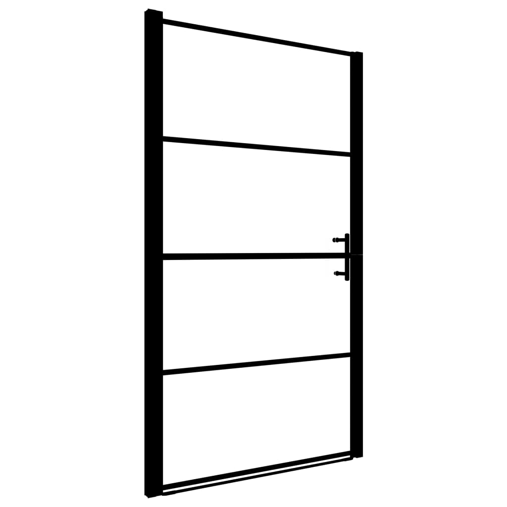 VIDAXL - Duschtür 91x195 cm gehärtetes schwarzes Glas