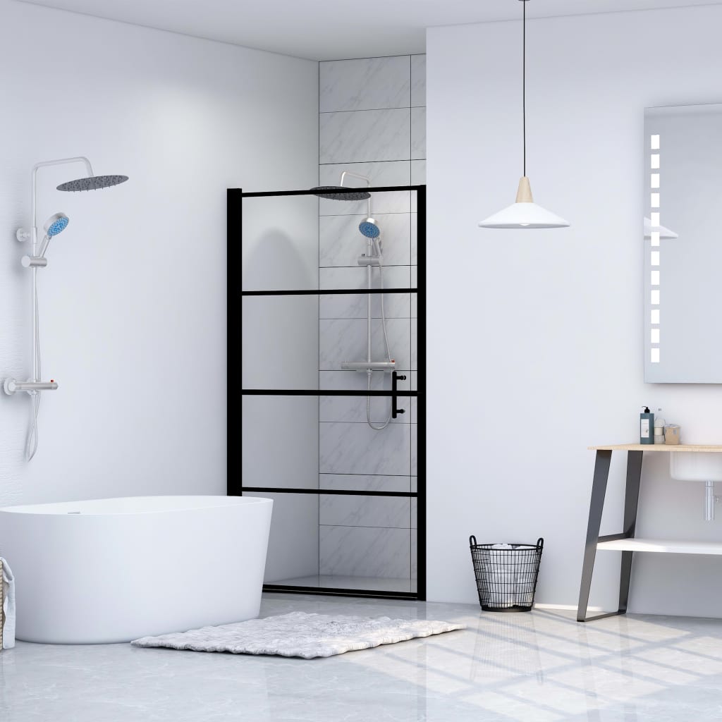 VIDAXL - Duschtür 91x195 cm gehärtetes schwarzes Glas