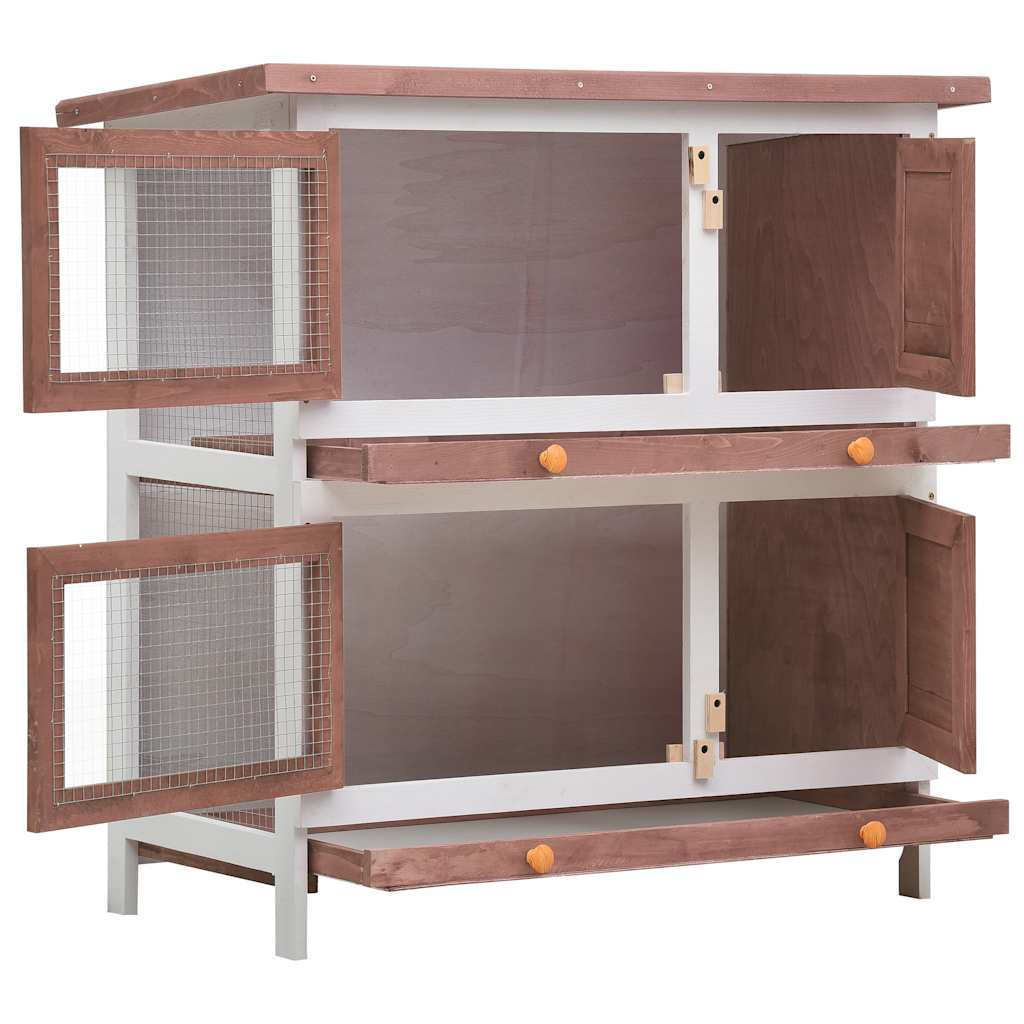 Vidaxl -Kaninchenhütte für Außenbereich mit 4 Türen Holzbraun