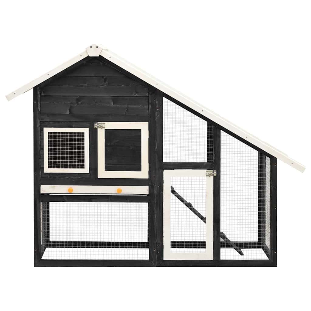 Vidaxl konijnenhok 140x63x120 cm massief vurenhout grijs en wit