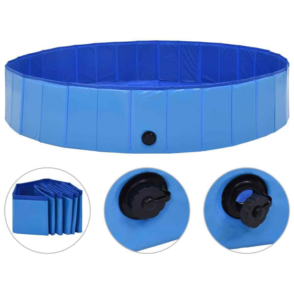 Vidaxl Hundeschwimmbad zumammenklappbar 160 x 30 cm PVC Blau