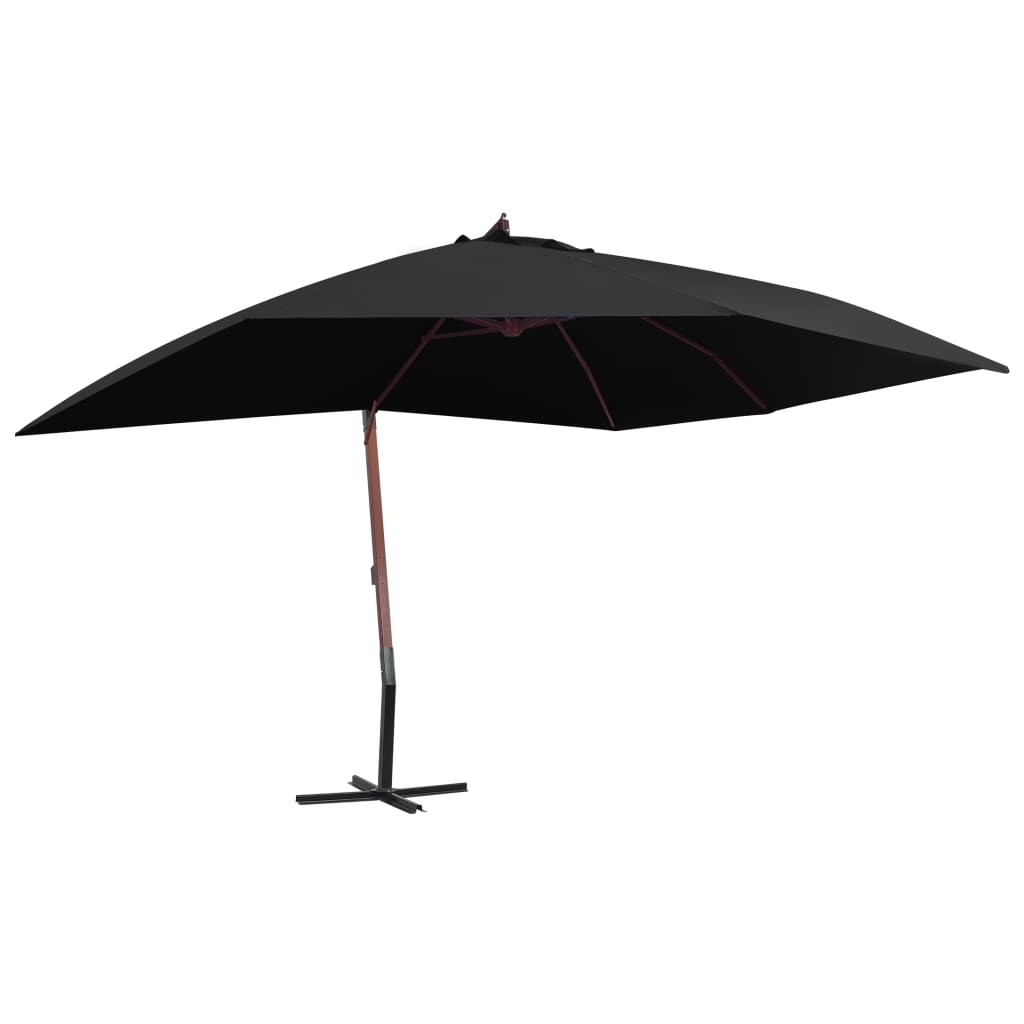 VidaXL Sonnenschirm mit Holzstange 400x300 cm schwarz