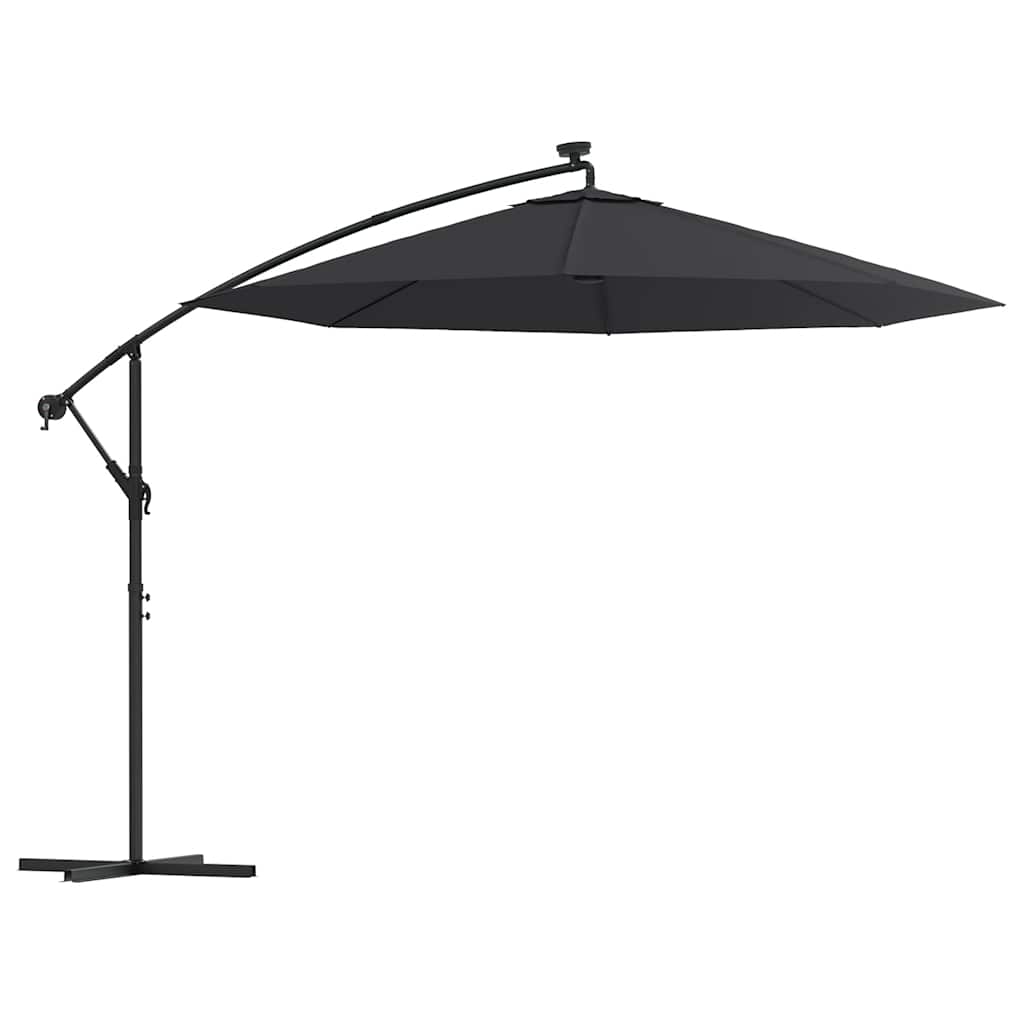 Vidaxl zweefparasol met led en stalen paal 300 cm zwart