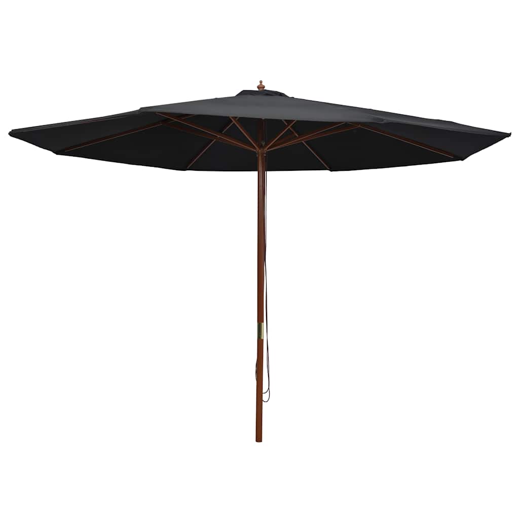 Vidaxl parasol met houten paal 350 cm zwart
