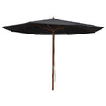 Vidaxl parasol met houten paal 350 cm zwart