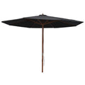 Vidaxl parasol met houten paal 350 cm zwart