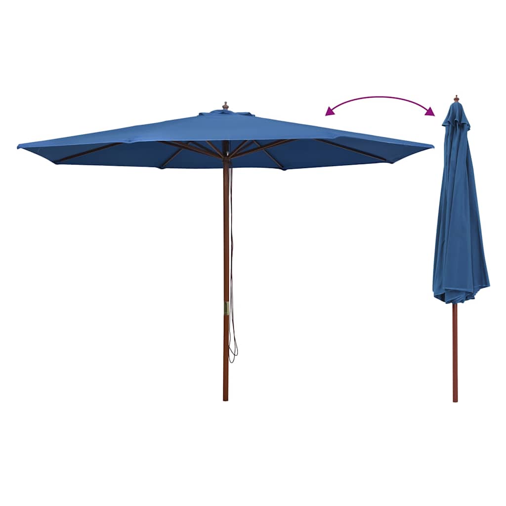 Vidaxl - Sonnenschirm mit Holzstange 350 cm blau