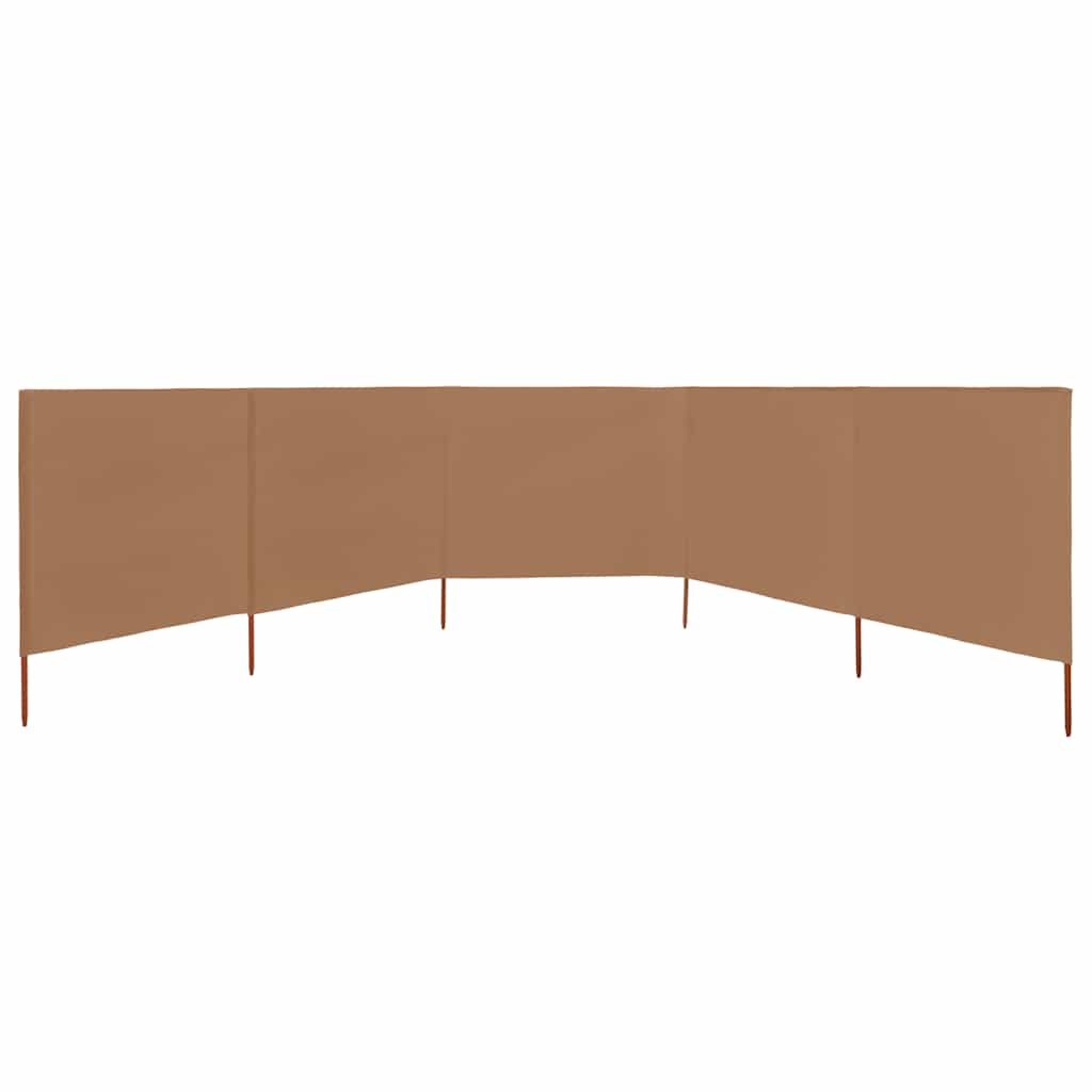 Vidaxl windscherm 5-panelen 600x80 cm stof taupe