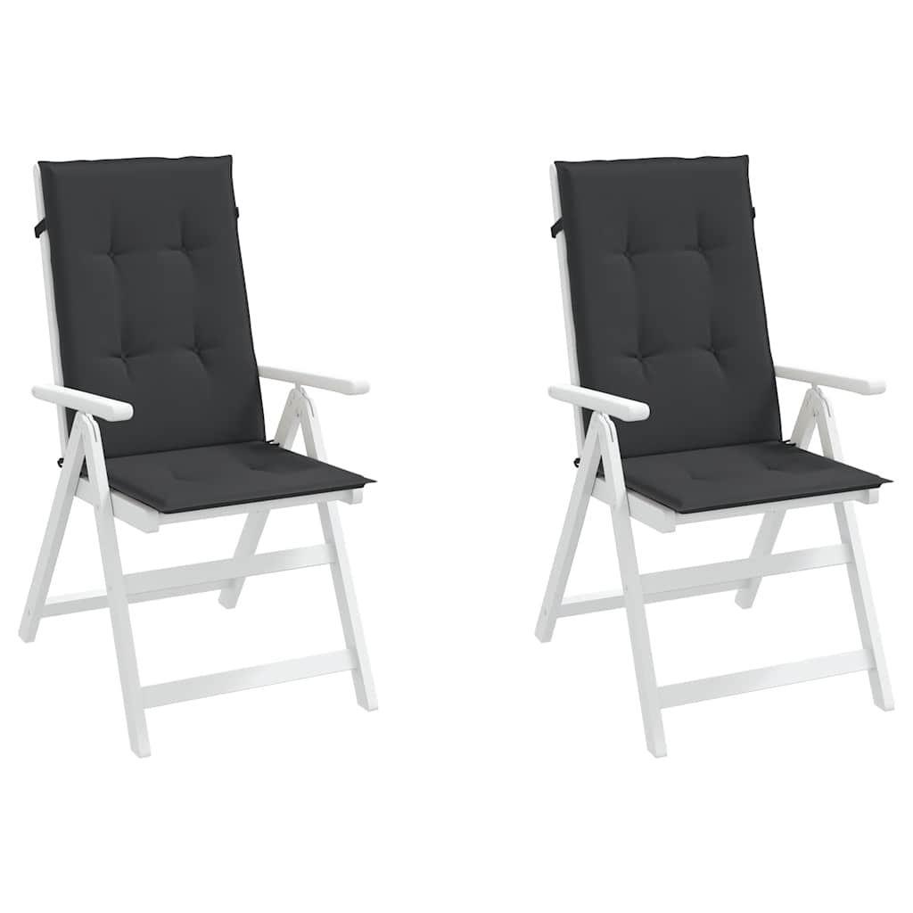 VidaXL Gartenstuhlkissen, 2 Stück, hohe Rückenlehne, 120 x 50 x 3 cm, Stoff, Schwarz