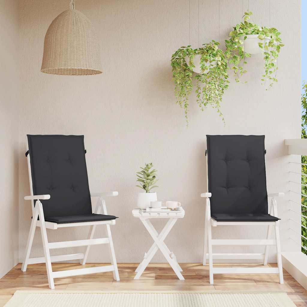 VidaXL Gartenstuhlkissen, 2 Stück, hohe Rückenlehne, 120 x 50 x 3 cm, Stoff, Schwarz
