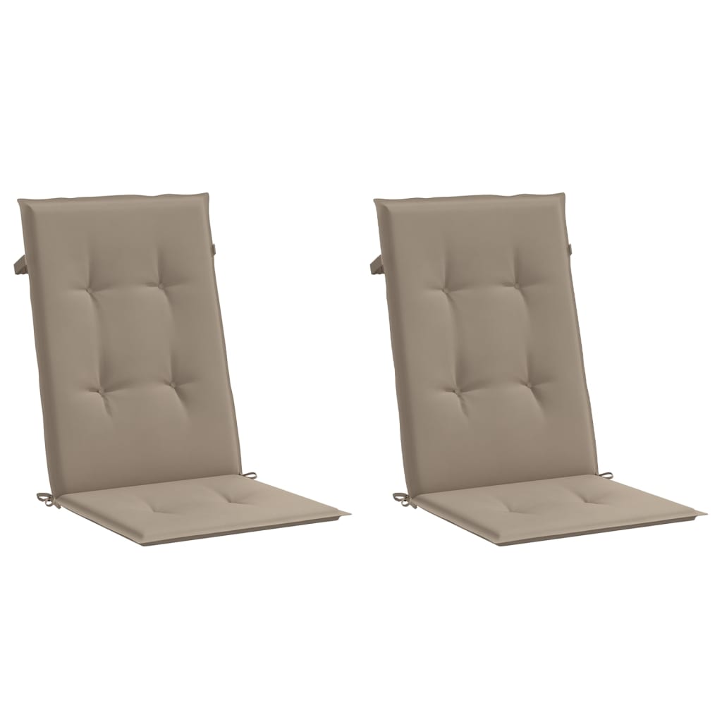 VidaXL Gartenstuhlkissen, 2 Stück, hohe Rückenlehne, 120 x 50 x 3 cm, Stoff, Taupe