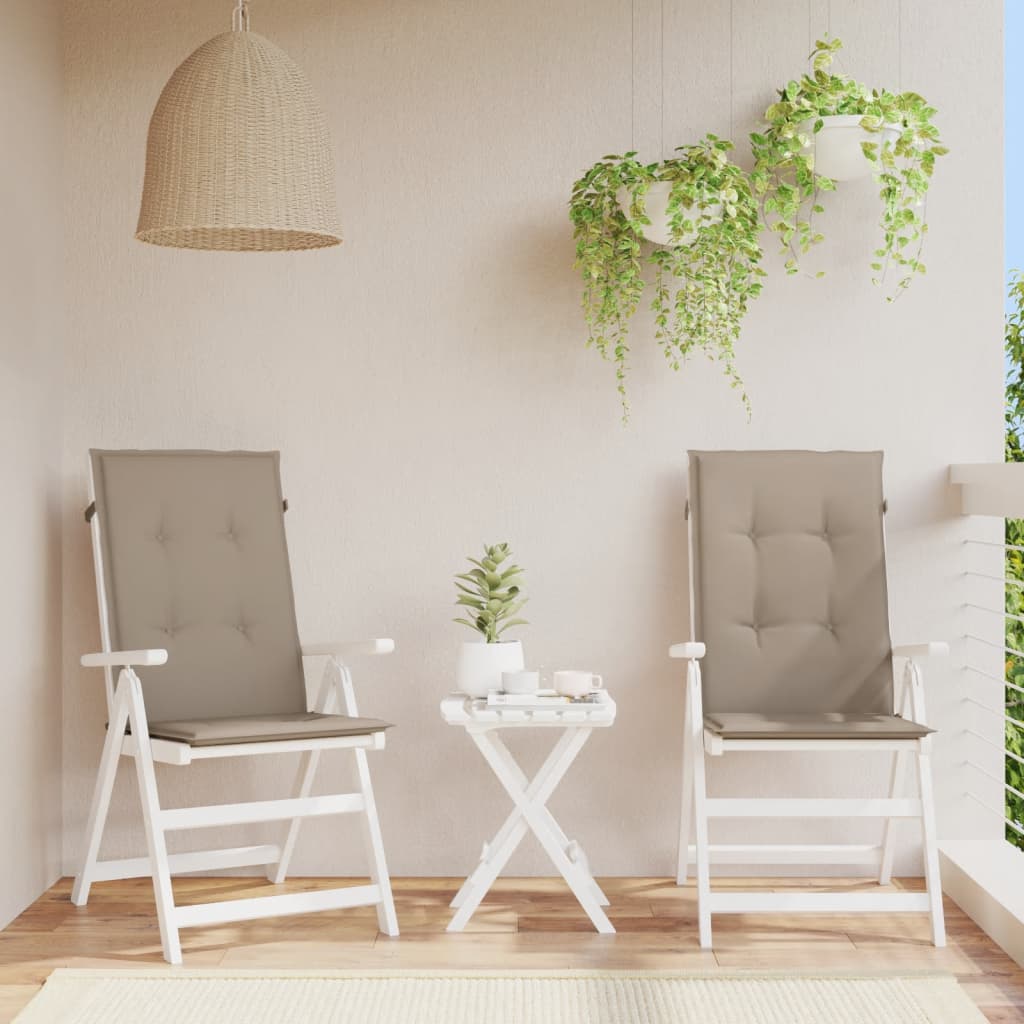 VidaXL Gartenstuhlkissen, 2 Stück, hohe Rückenlehne, 120 x 50 x 3 cm, Stoff, Taupe