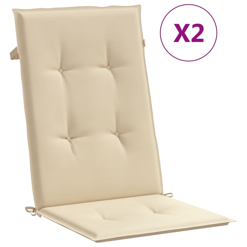 Vidaxl tuinstoelkussens 2 st hoge rug 120x50x3 cm stof beige