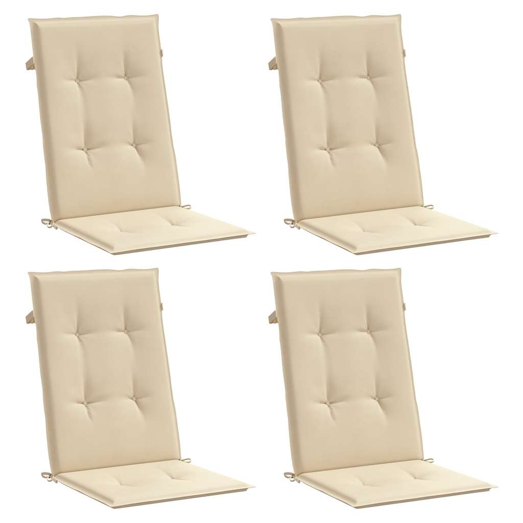 VidaXL Gartenstuhlkissen, 4 Stück, hohe Rückenlehne, 120 x 50 x 3 cm, Stoff, Beige