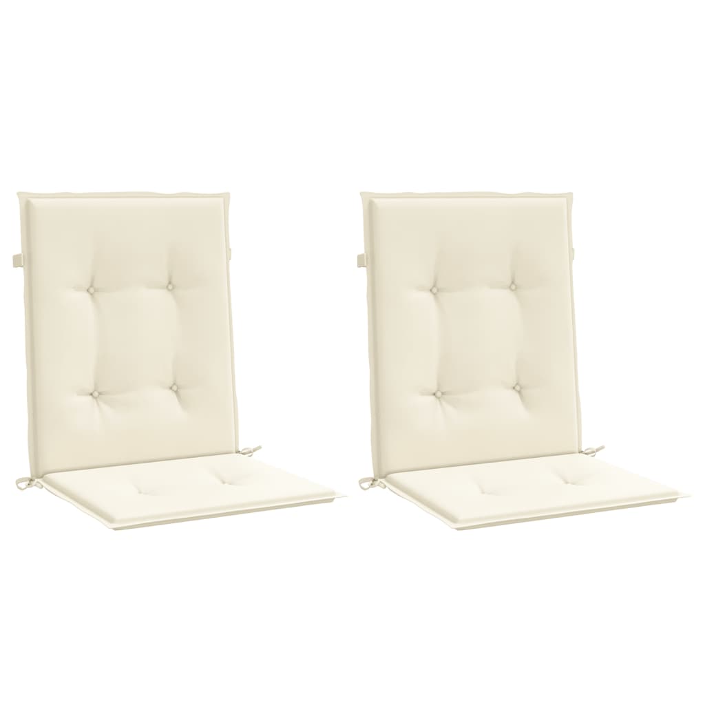 VidaXL Gartenstuhlkissen mit niedriger Rückenlehne, 2 Stück, 100 x 50 x 3 cm, Oxford-Gewebe, Creme
