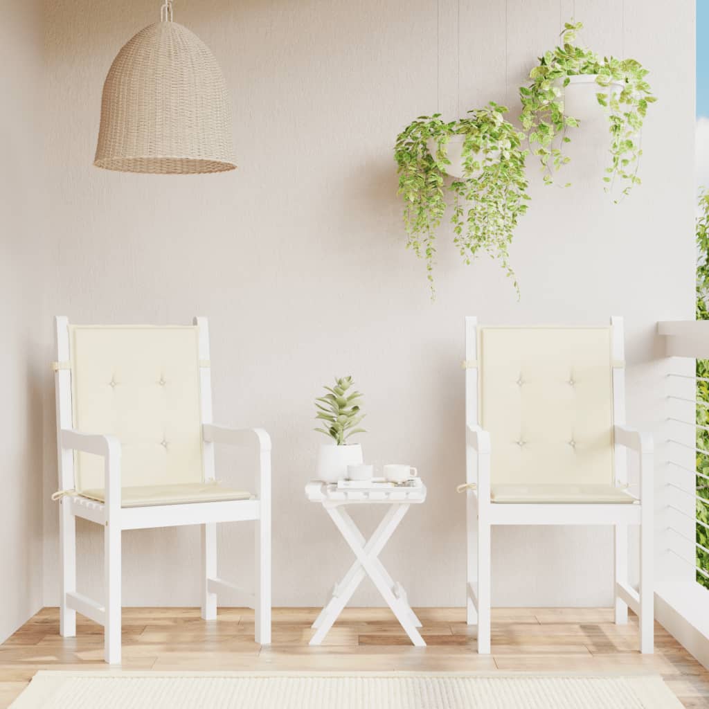 VidaXL Gartenstuhlkissen mit niedriger Rückenlehne, 2 Stück, 100 x 50 x 3 cm, Oxford-Gewebe, Creme