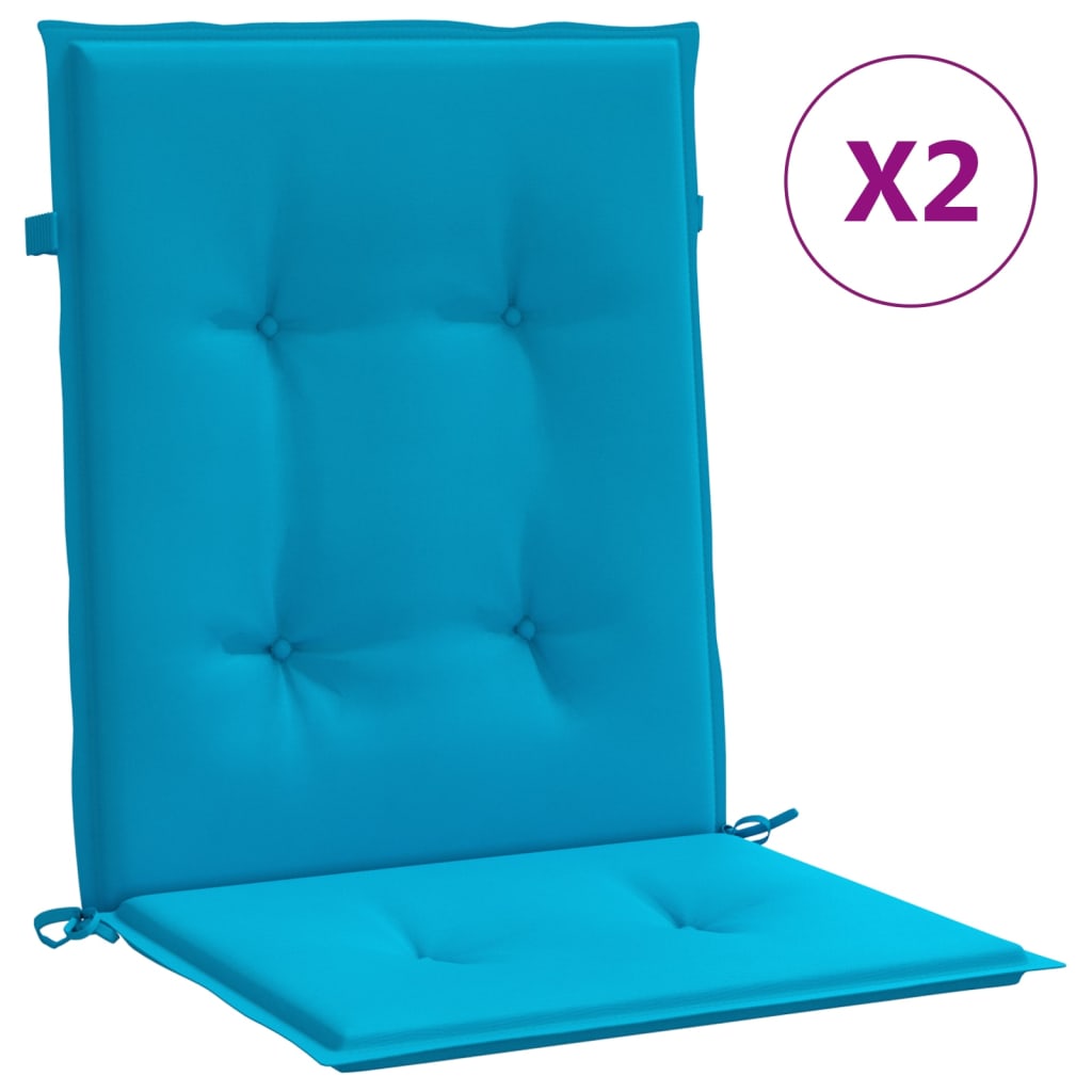VidaXL Gartenstuhlkissen mit niedriger Rückenlehne, 2 Stück, 100 x 50 x 3 cm, Oxford-Gewebe, Blau