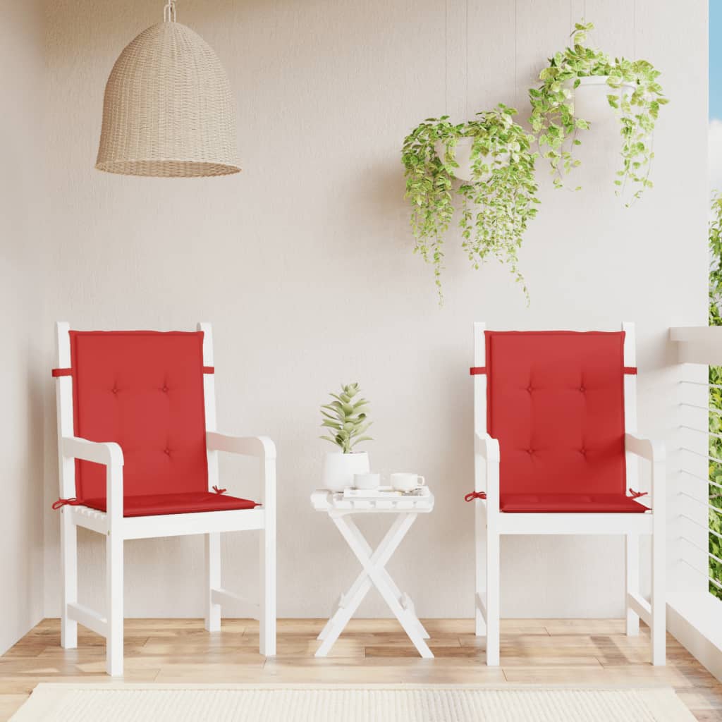 VidaXL Gartenstuhlkissen mit niedriger Rückenlehne, 2 Stück, 100 x 50 x 3 cm, Oxford-Gewebe, Rot