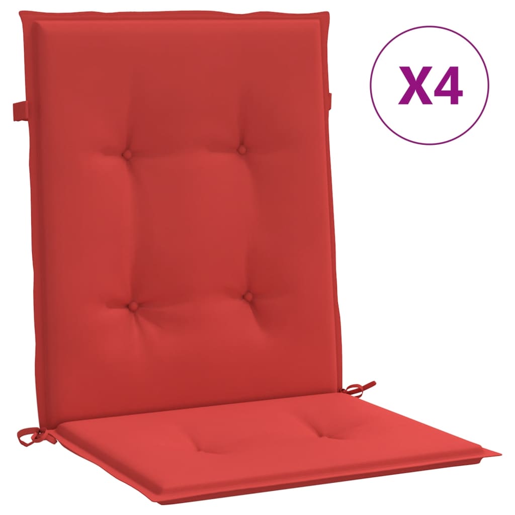 VidaXL Gartenstuhlkissen mit niedriger Rückenlehne, 4 Stück, 100 x 50 x 3 cm, Oxford-Gewebe, Rot