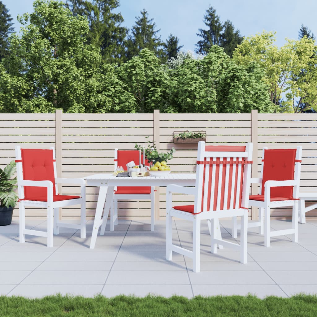 VidaXL Gartenstuhlkissen mit niedriger Rückenlehne, 4 Stück, 100 x 50 x 3 cm, Oxford-Gewebe, Rot