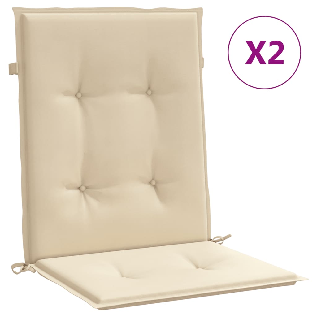 VidaXL Gartenstuhlkissen mit niedriger Rückenlehne, 2 Stück, 100 x 50 x 3 cm, Oxford-Gewebe, Beige