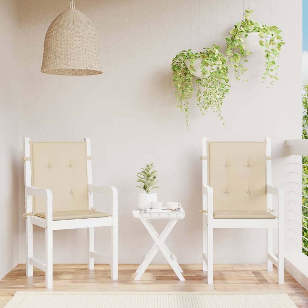 VidaXL Gartenstuhlkissen mit niedriger Rückenlehne, 2 Stück, 100 x 50 x 3 cm, Oxford-Gewebe, Beige
