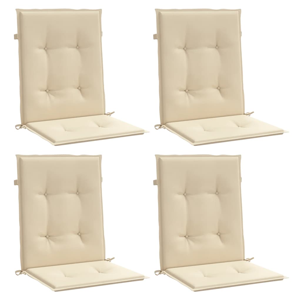 VidaXL Gartenstuhlkissen mit niedriger Rückenlehne, 4 Stück, 100 x 50 x 3 cm, Oxford-Gewebe, beige