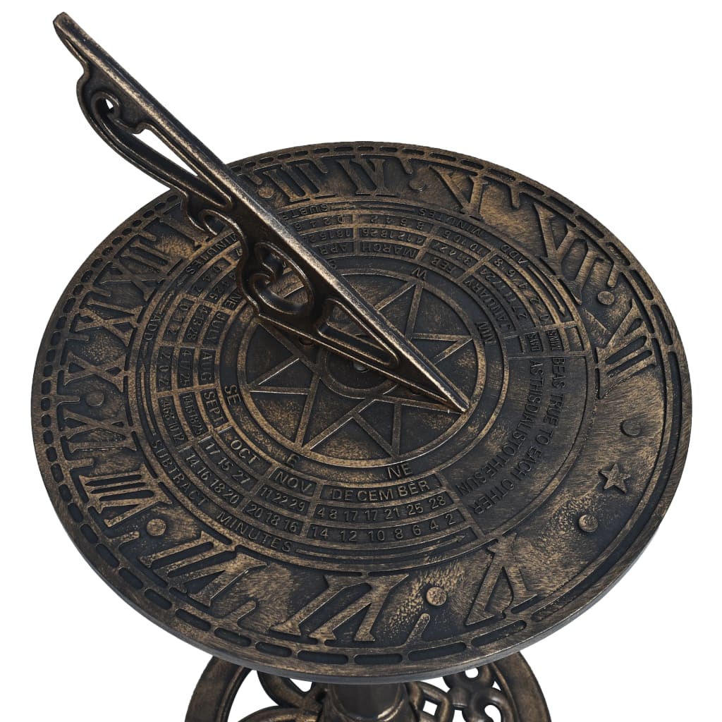 VidaXL Sonnenuhr 35,5 x 82 cm, Kunststoff, Bronze