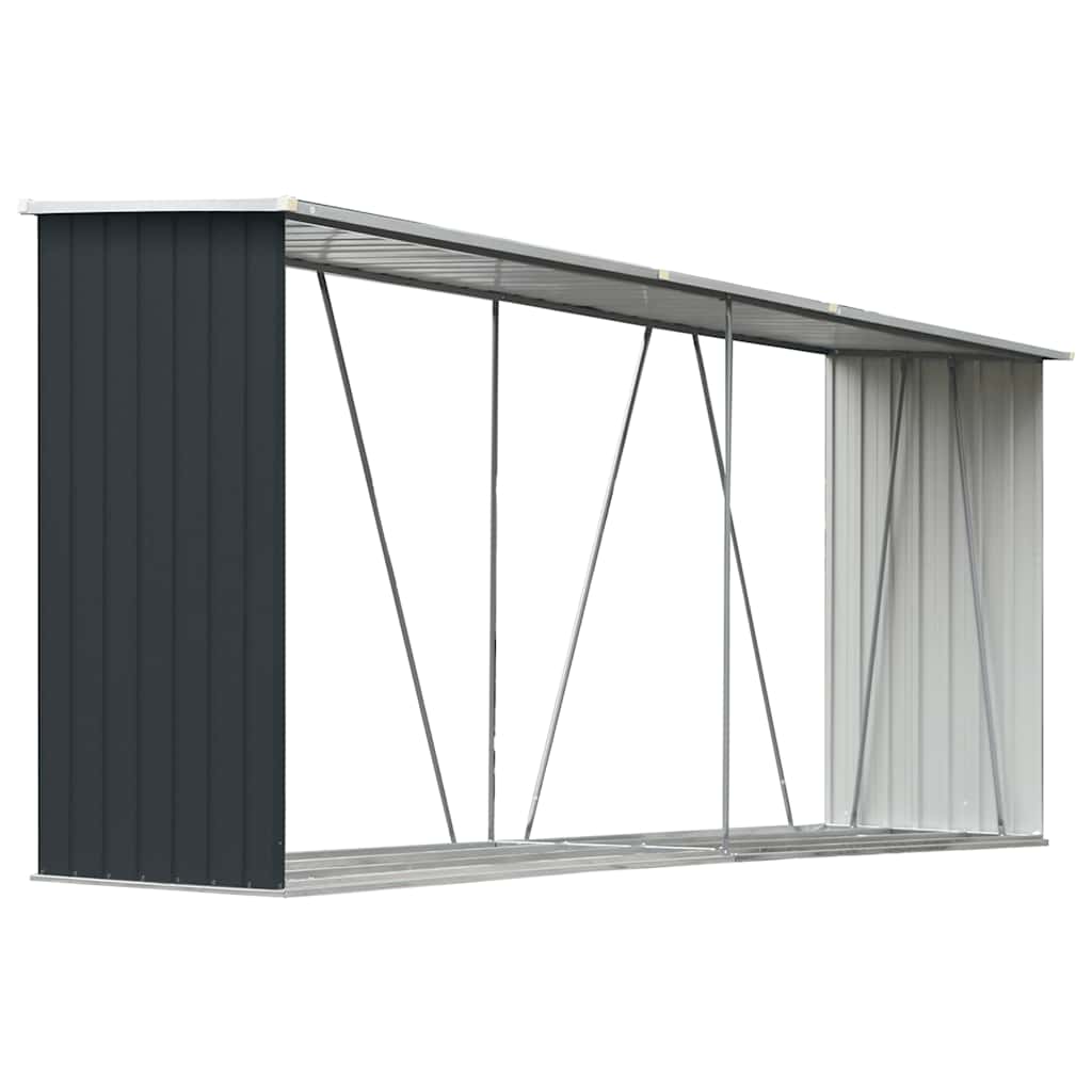 Vidaxl haardhoutschuur 330x84x152 cm gegalvaniseerd staal antraciet