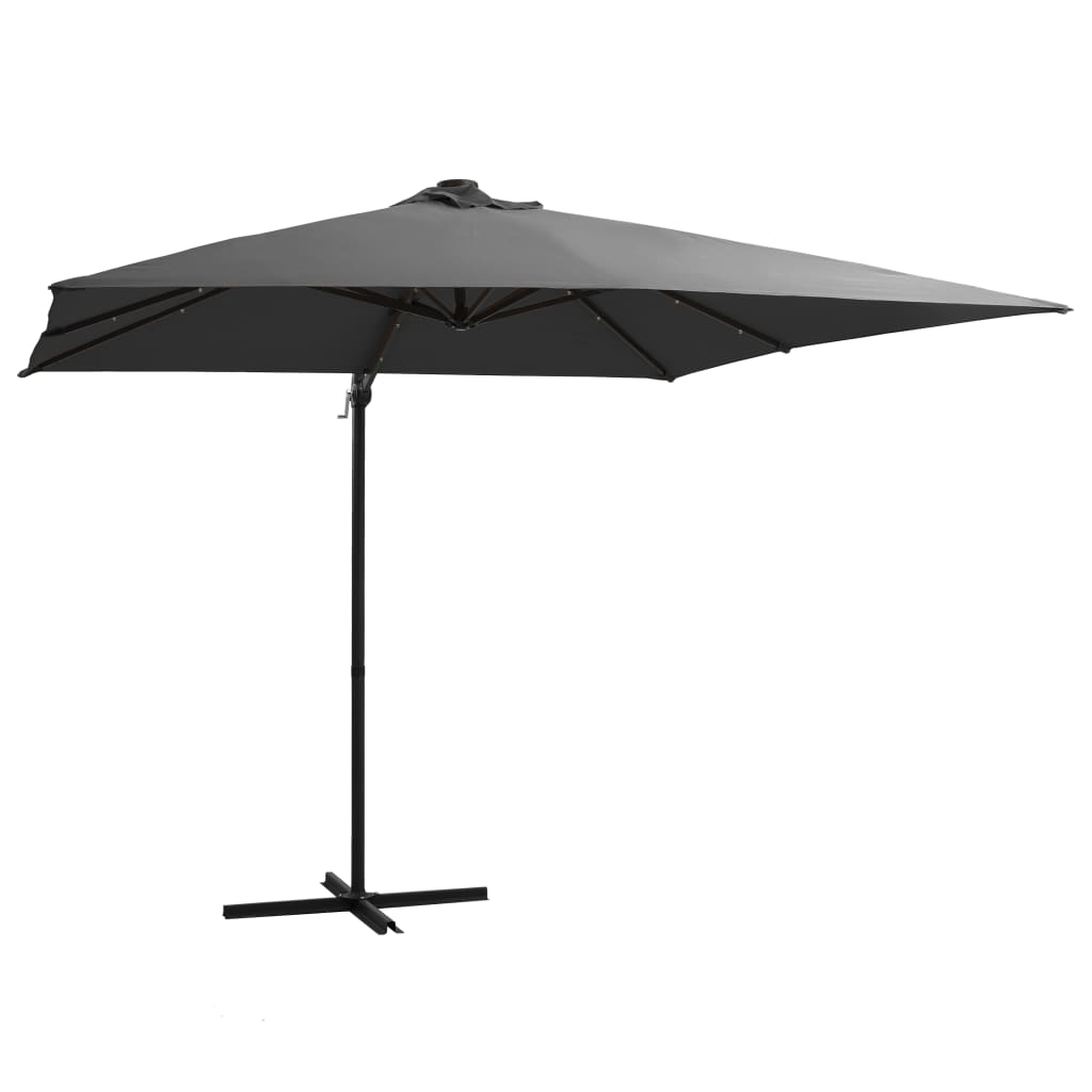 VidaXL - Sonnenschirm mit LED-Beleuchtung und Stahlpol 250x250 cm, Anthrazit