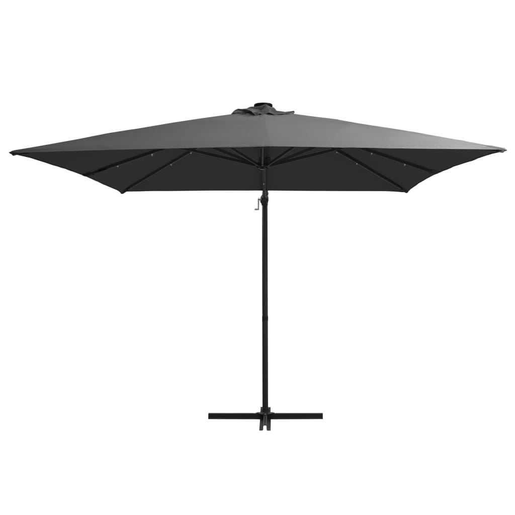 VidaXL - Sonnenschirm mit LED-Beleuchtung und Stahlpol 250x250 cm, Anthrazit