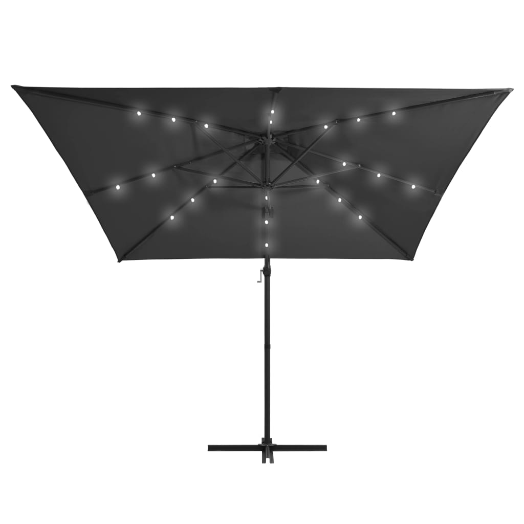 VidaXL - Sonnenschirm mit LED-Beleuchtung und Stahlpol 250x250 cm, Anthrazit