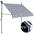 Vidaxl luifel handmatig uitschuifbaar met led 100 cm blauw en wit