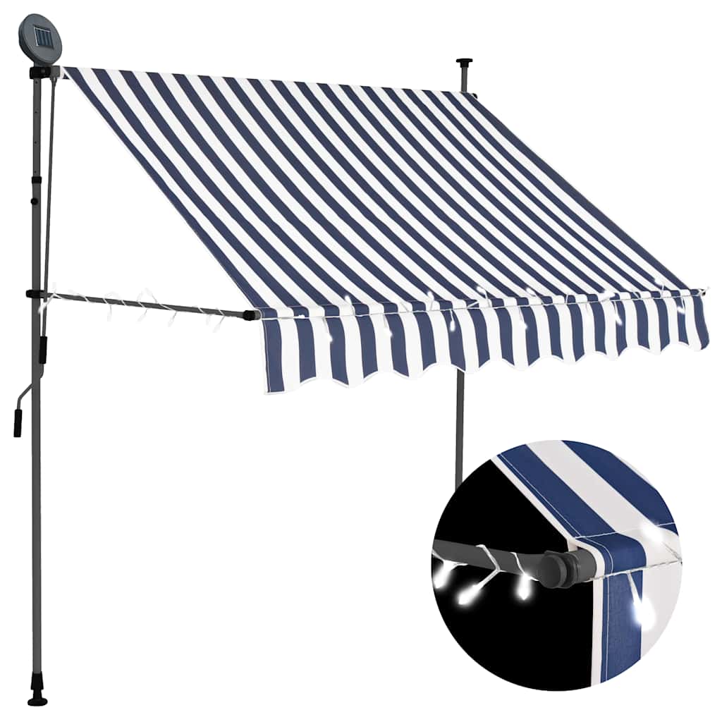 Vidaxl manuelle Markise mit LED 200 cm blau und weiß