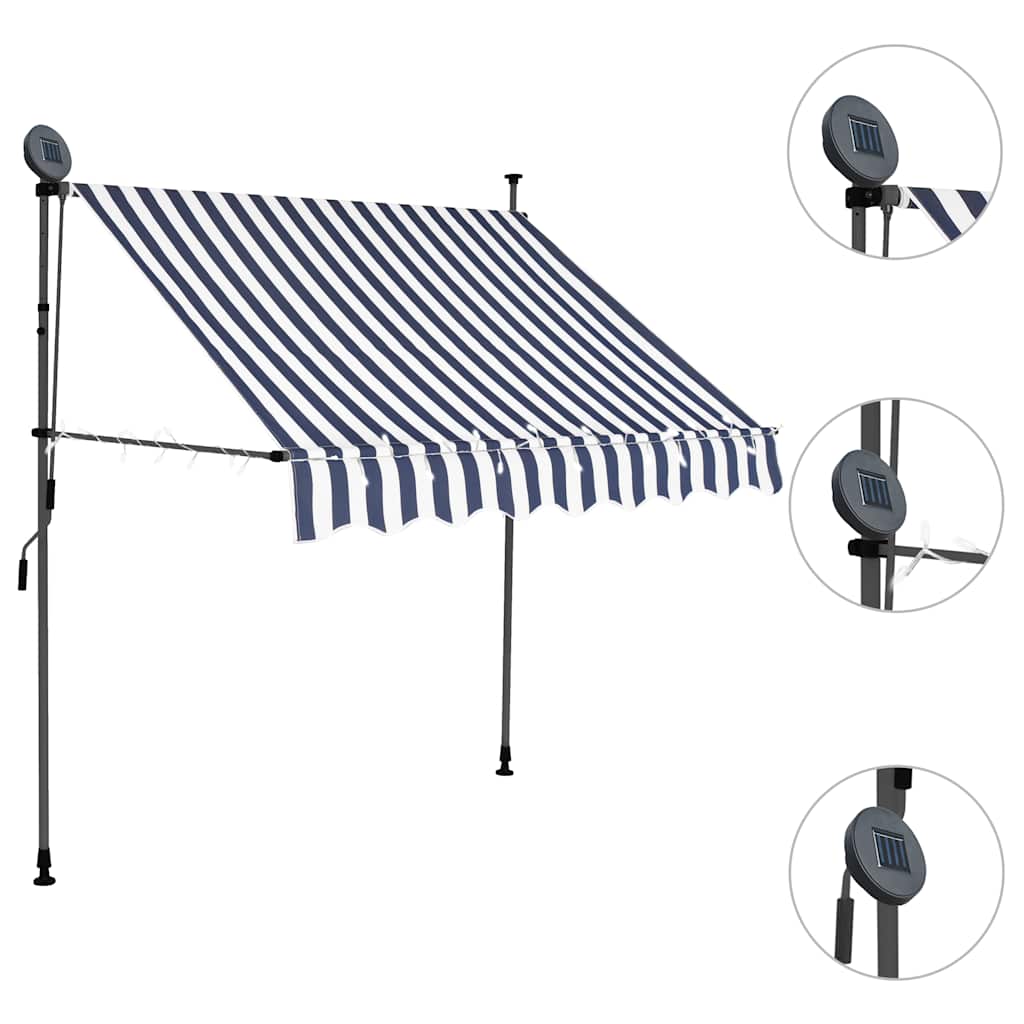Vidaxl manuelle Markise mit LED 200 cm blau und weiß