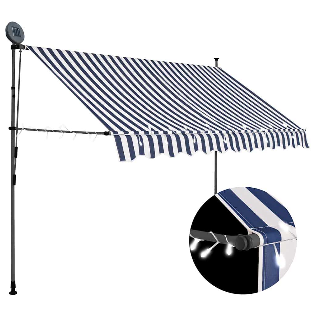 VidaXL Markise, hergestellt mit LED 250 cm blau und weiß