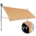 Vidaxl luifel handmatig uitschuifbaar met led 350 cm geel en blauw