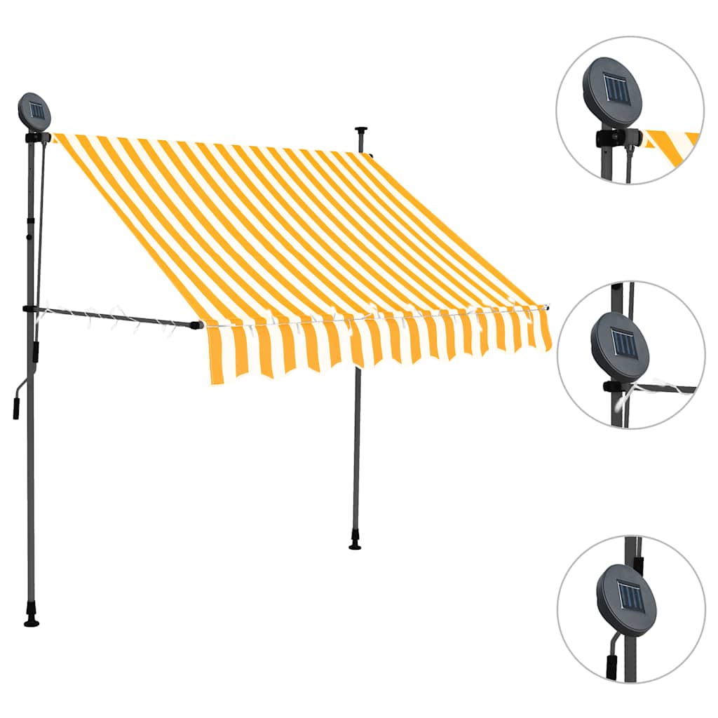 Vidaxx Markise, manuell, mit LED-Beleuchtung, 100 cm, weiß und orange