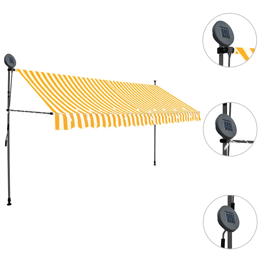 VidaXL Markise, manuell, mit LED, 400 cm, weiß und orange