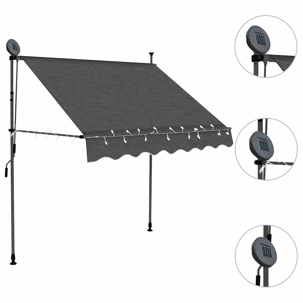 Vidaxx Markise mit LED -100 cm -Anthrazit -Farbig, manuell erweiterbar