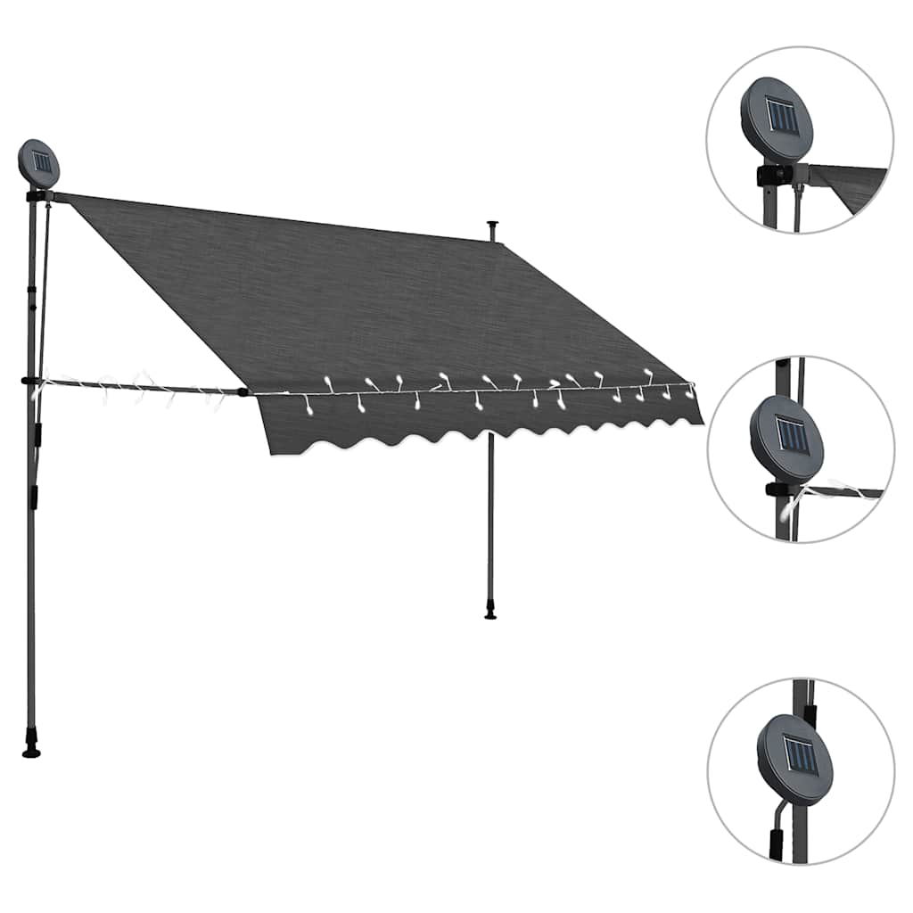 Vidaxx Markise mit LED-Beleuchtung und 300 cm anthrazitfarbenem Licht
