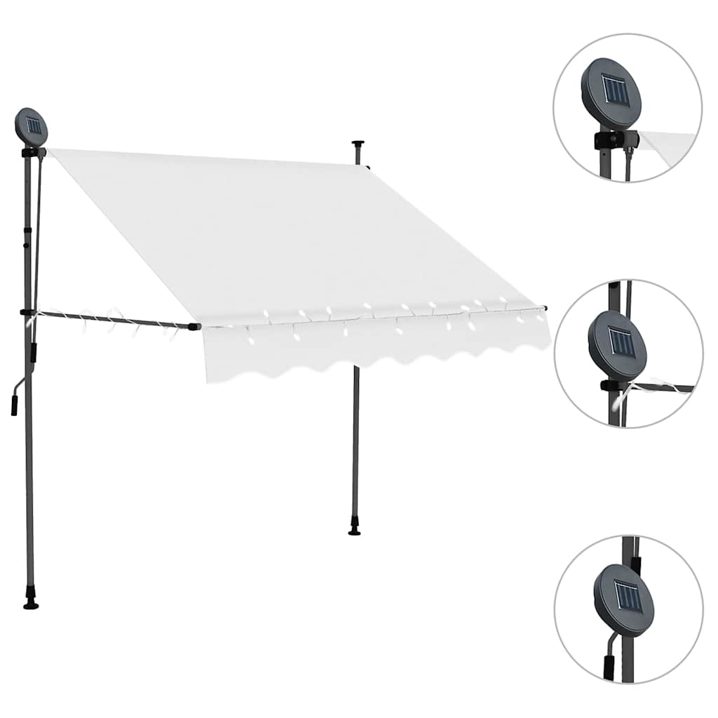 VidaXL Markise mit LED, 150 cm, cremefarben lackiert