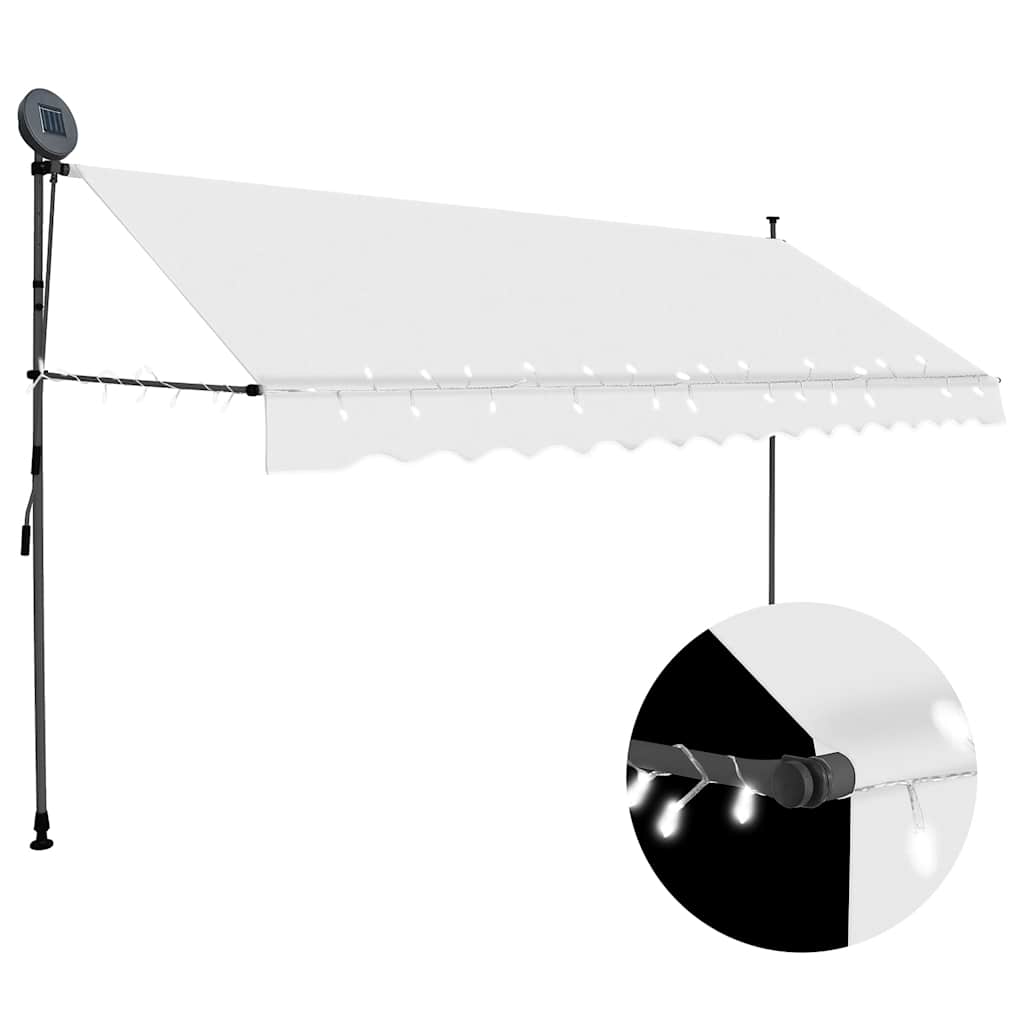 Vidaxx Markise mit LED-Beleuchtung, 350 cm, cremefarben lackiert