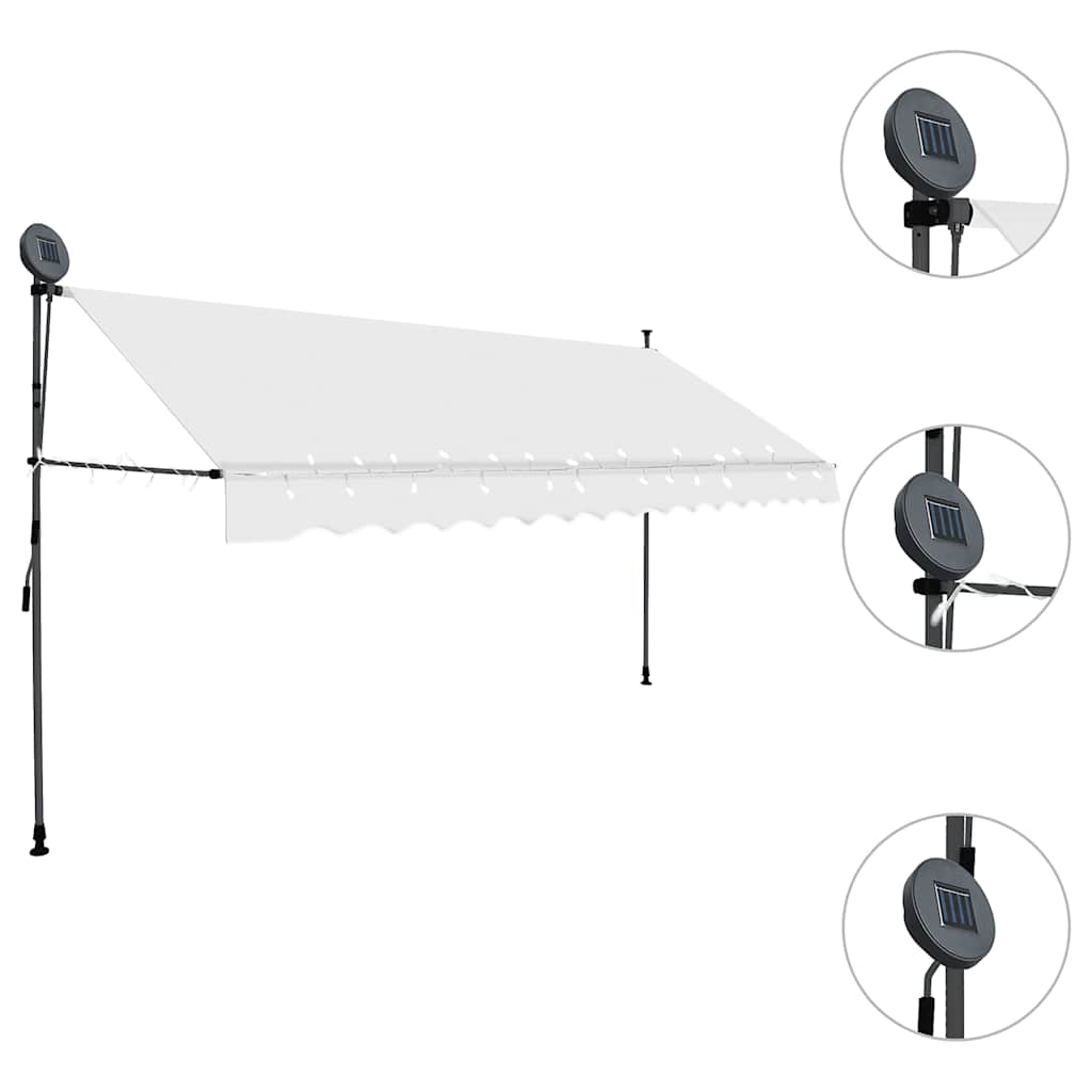 Vidaxx Markise mit LED-Beleuchtung, 350 cm, cremefarben lackiert