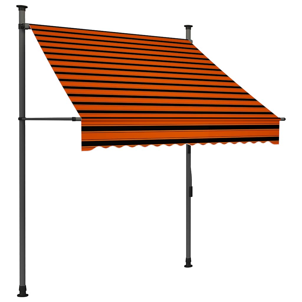 Vidaxx Markise mit LED 150 cm Orange und Braun manuell ausziehbar